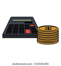 calculator math with coins