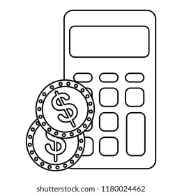 calculator math with coins