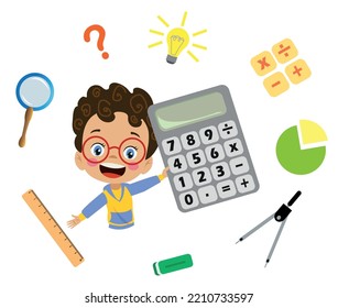 calculator math and cute boy