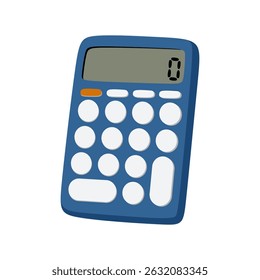 Calculator math device for accounting, financial calculation, budgeting, business, school. Electronic calculating tool isolated on white background. Colored flat vector illustration