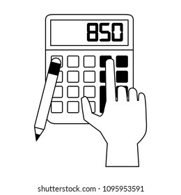 Calculator math device in black and white colors