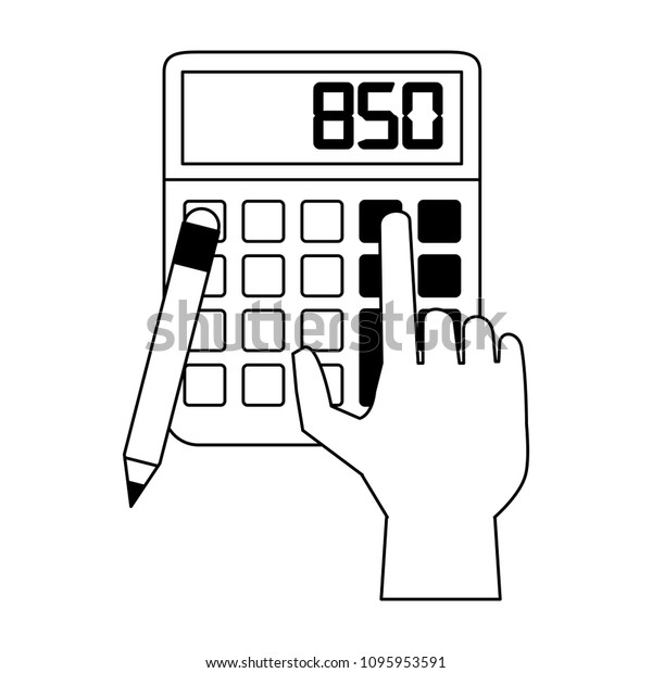 Calculator math\
device in black and white\
colors