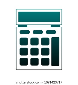 Calculator math device in blue lines