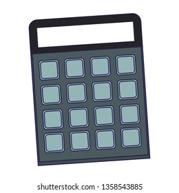 Calculator math device cartoon blue lines