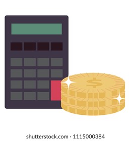 calculator math device with coins
