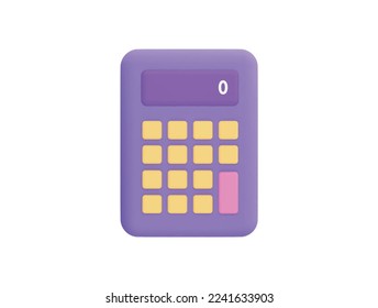 Calculator math device financial analytics with 3d vector icon cartoon minimal style