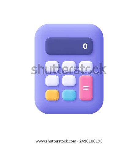 Calculator, math device. Financial analytics, calculations concept. 3d vector icon. Cartoon minimal style.