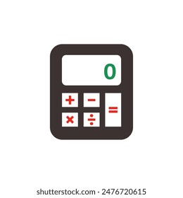 calculator math device icon, made in color style.