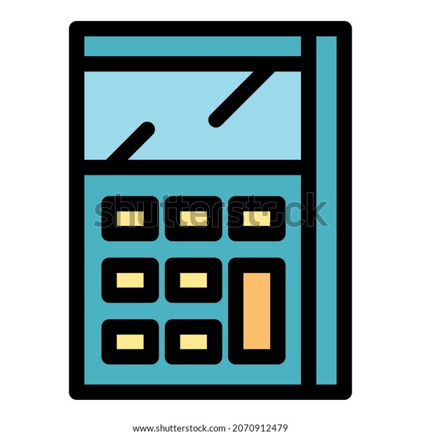 Calculator math device icon. Outline\
calculator math device vector icon color flat\
isolated