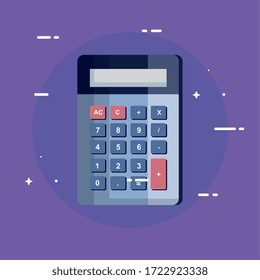 calculator math finance in purple background vector illustration design