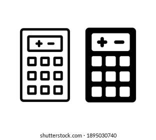Calculator math icon in black outline and solid style vector