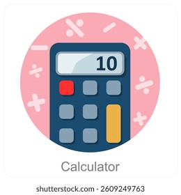 Calculator and math icon concept