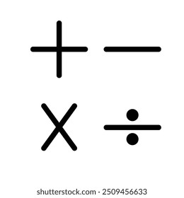 Calculator, math icon. Plus, minus and divide sign icon design set. Mathematical symbol icon.