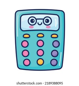 calculator math kawaii style character