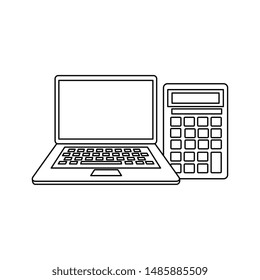 calculator math and laptop devices