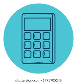 calculator math, line style in circle frame vector illustration design