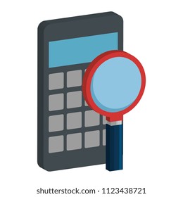 calculator math with magnifying glass