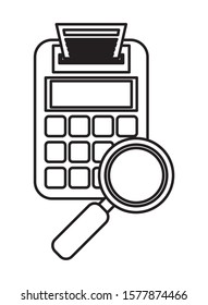 calculator math with magnifying glass vector illustration design