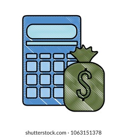 calculator math with money bag