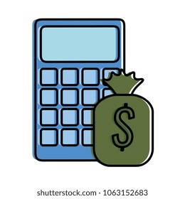 calculator math with money bag