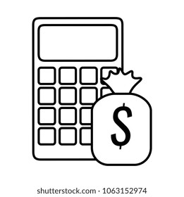 calculator math with money bag