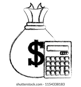 calculator math with money bag