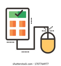 calculator math with mouse line and fill style icon vector illustration design