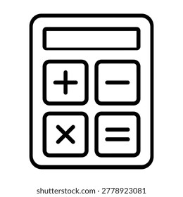 Calculator math operations outline icon with calculator arithmetic multiplication addition subtraction calculation