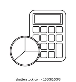 calculator math with statistics pie vector illustration design