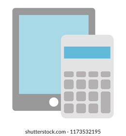 calculator math with tablet