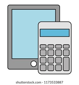 calculator math with tablet