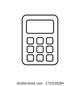 Calculator math vector icon outline isolated on white background. 