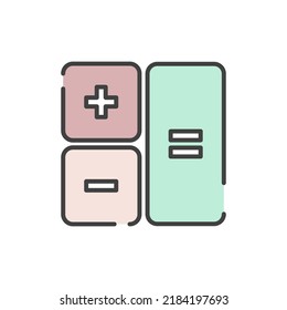 calculadora, icono de matemáticas, icono de plantilla de logotipo de ilustración vectorial para muchos fines. Aislado sobre fondo blanco. caricatura a color completo