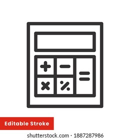 Icono de línea de matemáticas calculadoras para plantilla web y aplicación. Diseño de ilustración de vector de trazo editable sobre fondo blanco. EPS 10