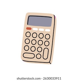 Calculator, maths and accounting tool icon. Electronic calculating device with keypad for financial calculation, budgeting, business, school. Flat vector illustration isolated on white background