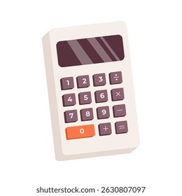 Calculator, maths and accounting tool icon. Electronic calculating device with keypad for financial calculation, budgeting, business, school. Flat vector illustration isolated on white background
