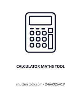 calculator maths tool outline icon.  Thin line icon from business collection. Editable vector isolated on white background