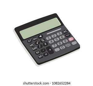 Calculator mechanical device, useful thing for business and financial field, supply with buttons vector illustration isolated on white background