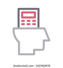 calculator mind colour line vector icon