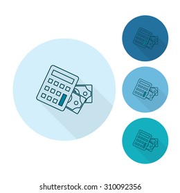 Calculator And Money. Business And Finance, Single Flat Icon. Simple And Minimalistic Style. Vector