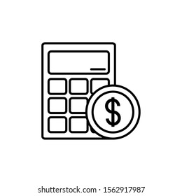 calculator money coin commerce shopping line image icon illustration