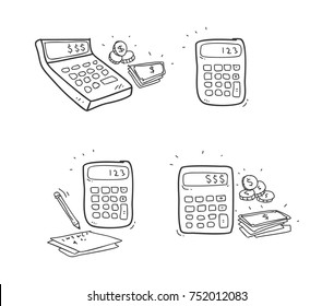 Calculator And Money Doodle