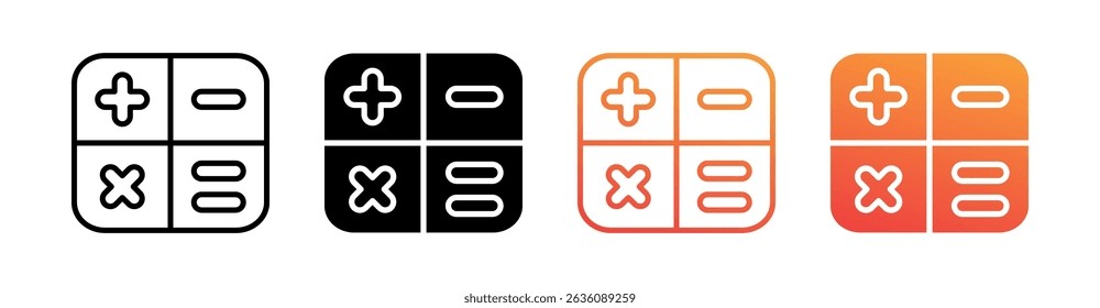 Calculator Multi Style Icon Set Vector