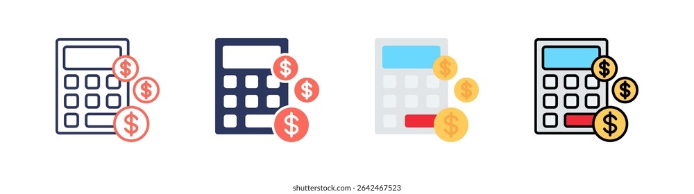 Calculator Multi Style Icon Set Vector