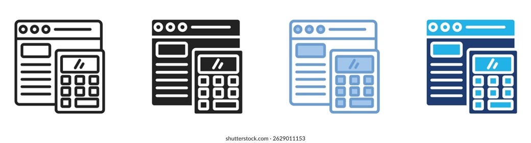 Estilo múltiplo da calculadora. Conjunto de ícones de ilustração simples.