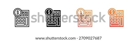 Calculator Multiple Style Icon Set Vector