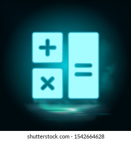 Calculator neon icon - Vector. Blue neon illustration. Calculator neon icon - Vector. Infographic concept vector illustration