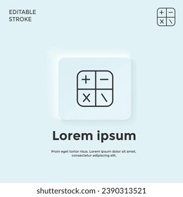 diseño de estilo de icono de neumorfismo calculador, trazo editable