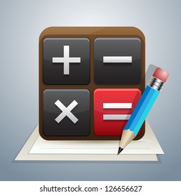 calculator and note pencil