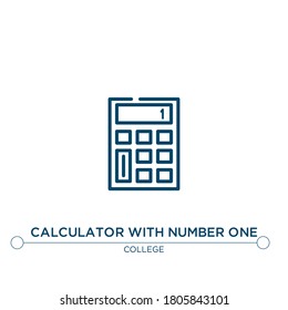 calculator with number one vector line icon. Simple element illustration. calculator with number one outline icon from college concept. Can be used for web and mobile
